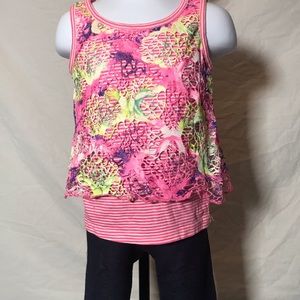girls pink mesh tank and leggings